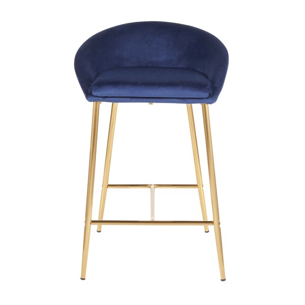 Lumisource Matisse Counter Stool with Gold Metal and Blue Velvet, PK 2 - B26-MATSE AUVBU2