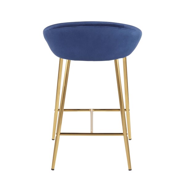Lumisource Matisse Counter Stool with Gold Metal and Blue Velvet, PK 2 - B26-MATSE AUVBU2
