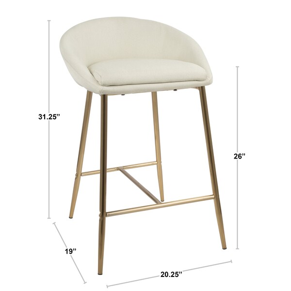 Lumisource Matisse Counter Stool with Gold Metal and Blue Velvet, PK 2 - B26-MATSE AUVBU2