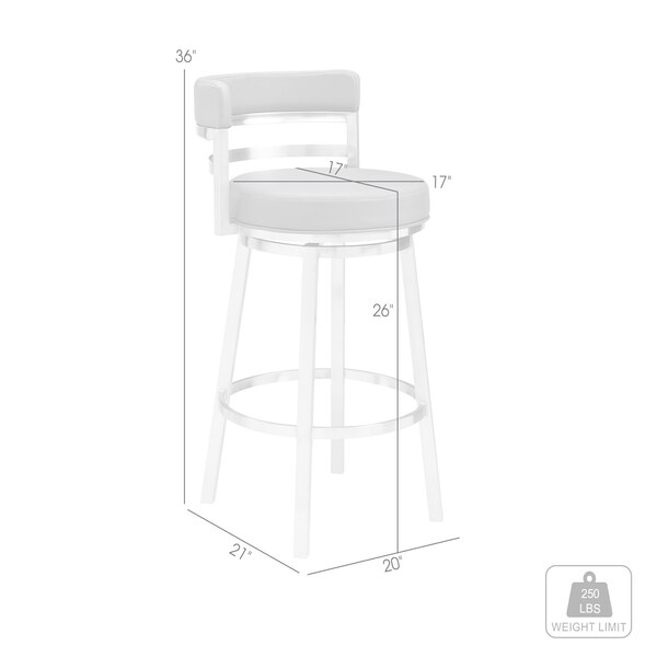 Armen Living Titana 26" Counter Height Swivel Gray Faux Leather and Brushed Stainless Steel Bar Stool - 840254335073