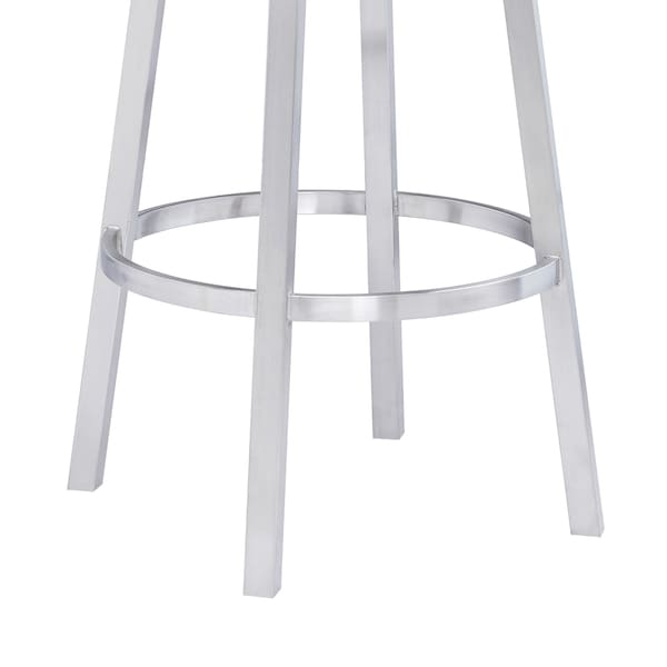 Armen Living Titana 26" Counter Height Swivel Gray Faux Leather and Brushed Stainless Steel Bar Stool - 840254335073