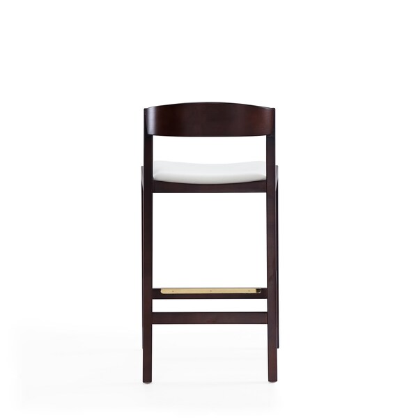 Manhattan Comfort Klismos Counter Stool in Ivory and Dark Walnut (Set of 3) - 3-CS007-IV