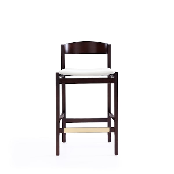 Manhattan Comfort Klismos Counter Stool in Ivory and Dark Walnut (Set of 3) - 3-CS007-IV