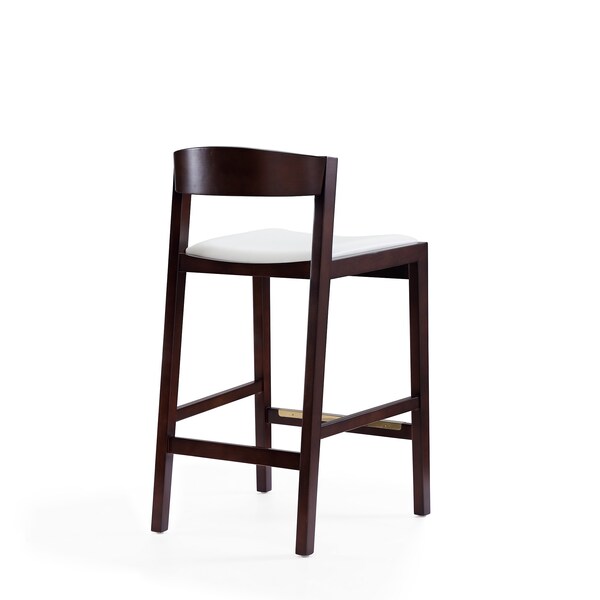 Manhattan Comfort Klismos Counter Stool in Ivory and Dark Walnut (Set of 3) - 3-CS007-IV