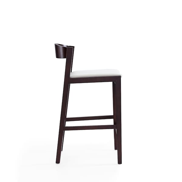Manhattan Comfort Klismos Counter Stool in Ivory and Dark Walnut (Set of 3) - 3-CS007-IV