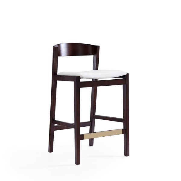 Manhattan Comfort Klismos Counter Stool in Ivory and Dark Walnut (Set of 3) - 3-CS007-IV