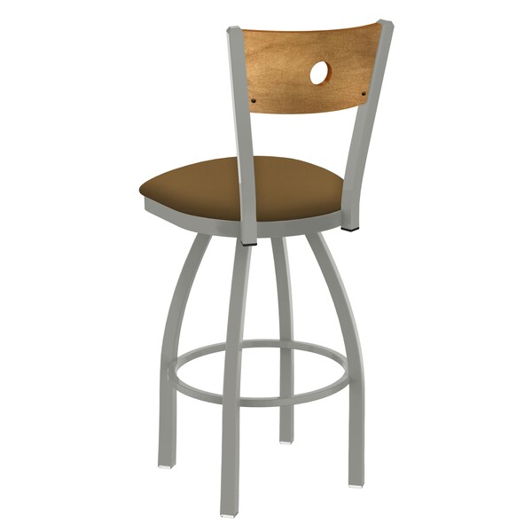 Holland Bar Stool Co 25" Swivel Counter Stool, Nickel Finish, Med Back, Canter Saddle Seat - 83025ANMEDMPLB012