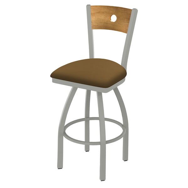 Holland Bar Stool Co 25" Swivel Counter Stool, Nickel Finish, Med Back, Canter Saddle Seat - 83025ANMEDMPLB012