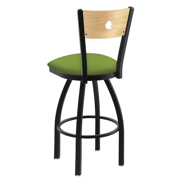 Holland Bar Stool Co 25" Swivel Counter Stool, Black Wrinkle, Nat Back, Canter Kiwi Green Seat - 83025BWNATMPLB009