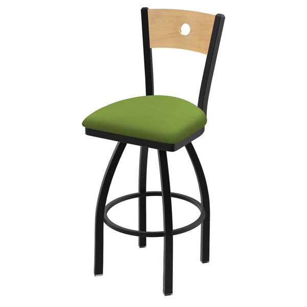 Holland Bar Stool Co 25" Swivel Counter Stool, Black Wrinkle, Nat Back, Canter Kiwi Green Seat - 83025BWNATMPLB009