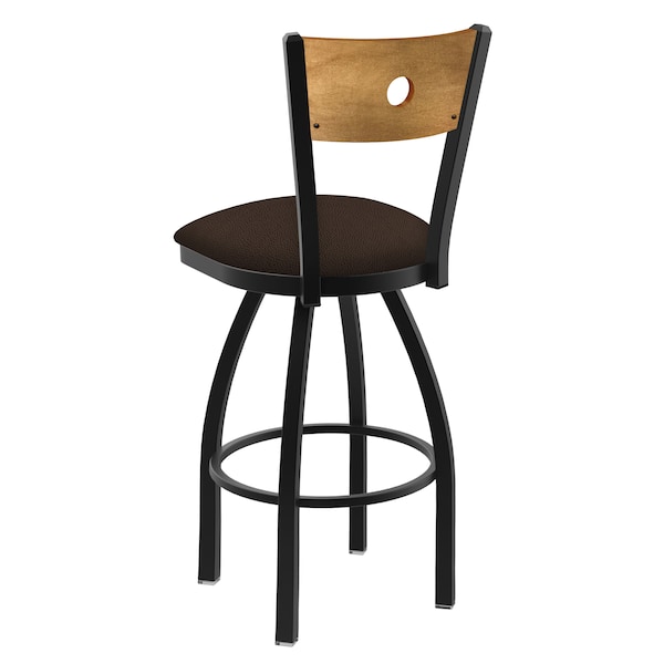 Holland Bar Stool Co 25" Swivel Counter Stool, Black Wrinkle, Med Back, Rein Coffee Seat - 83025BWMEDMPLB025