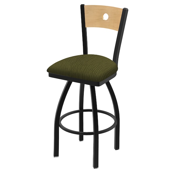 Holland Bar Stool Co 25" Swivel Counter Stool, Black Wrinkle, Nat Back, Graph Parrot Seat - 83025BWNATMPLB015