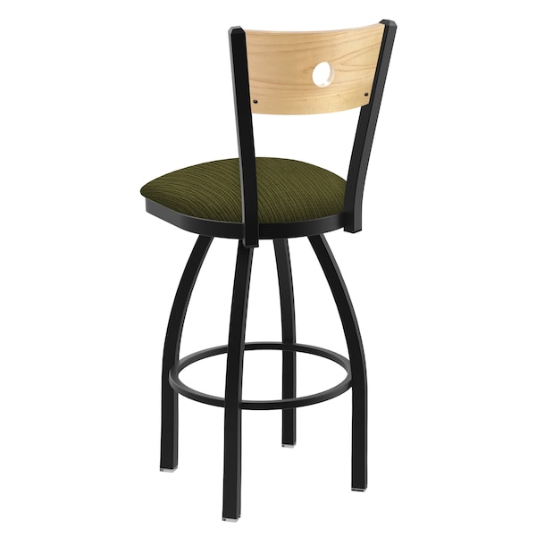 Holland Bar Stool Co 25" Swivel Counter Stool, Black Wrinkle, Nat Back, Graph Parrot Seat - 83025BWNATMPLB015