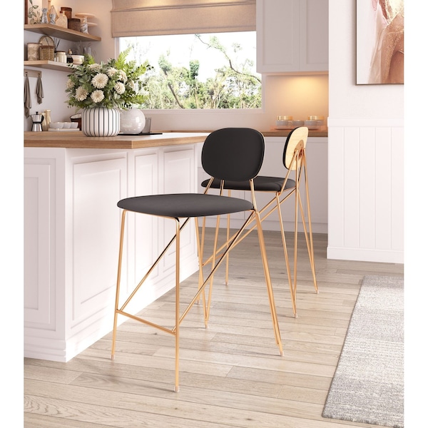 Zuo Modern Georges Counter Stool Set Of 2 Gray & Gold - 109662
