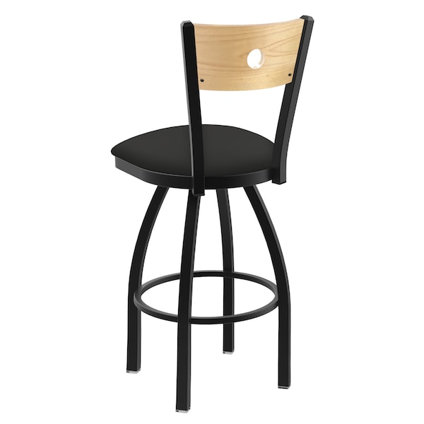Holland Bar Stool Co 25" Swivel Counter Stool, Black Wrinkle, Nat Back, Canter Iron Seat - 83025BWNATMPLB008