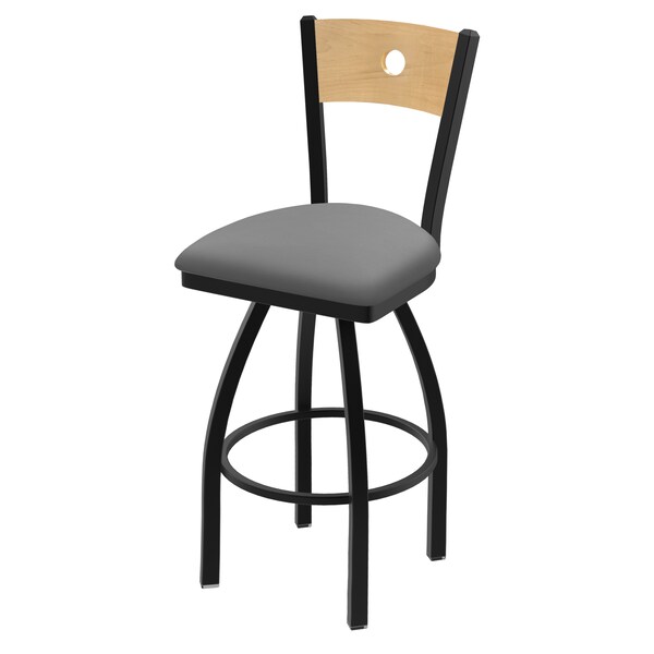 Holland Bar Stool Co 25" Swivel Counter Stool, Black Wrinkle, Nat Back, Canter Grey Seat - 83025BWNATMPLB007