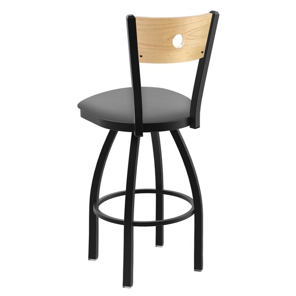 Holland Bar Stool Co 25" Swivel Counter Stool, Black Wrinkle, Nat Back, Canter Grey Seat - 83025BWNATMPLB007