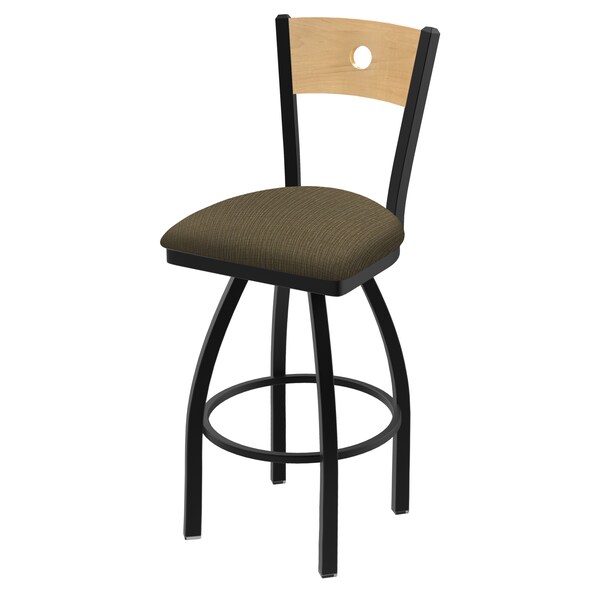 Holland Bar Stool Co 25" Swivel Counter Stool, Black Wrinkle, Nat Back, Graph Cork Seat - 83025BWNATMPLB017