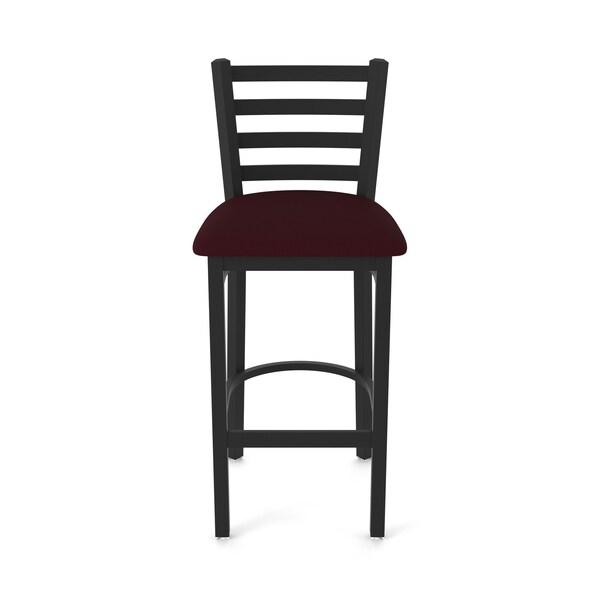 Holland Bar Stool Co 25" Stationary Counter Stool, Black Wrinkle, Canter Bordeaux Seat - 40025BW005