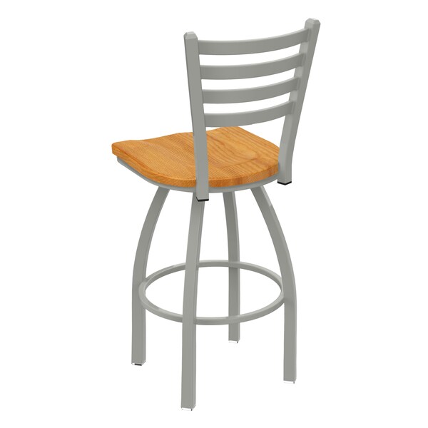 Holland Bar Stool Co 25" Swivel Counter Stool, Nickel Finish, Med Oak Seat - 41025ANMEDOAK