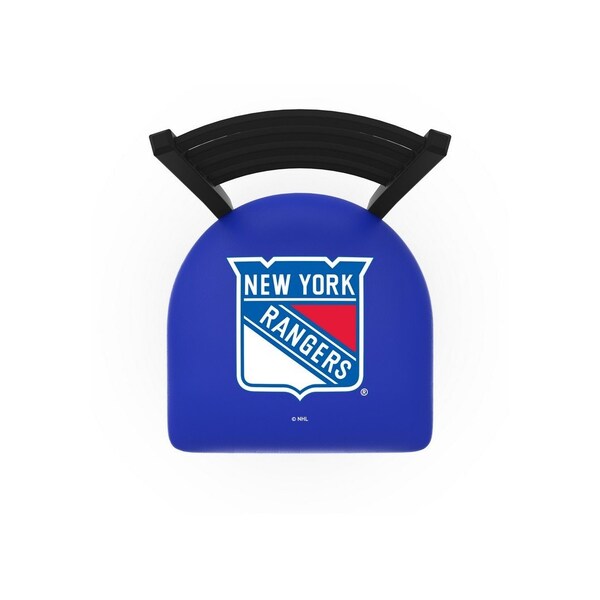 Holland Bar Stool Co 25" Blk Wrinkle New York Rangers Stationary Counter Stool, Ladder Back - L00425NYRANG