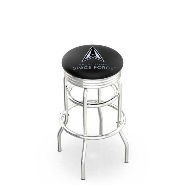 Holland Bar Stool Co U.S. Space Force 25in Double-Ring Swivel Counter Stool with Chrome Finish - L7C3C