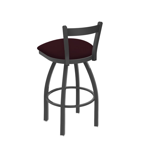 Holland Bar Stool Co 25" Low Back Swivel Counter Stool, Pewter Finish, Canter Bordeaux Seat - 82125PW005