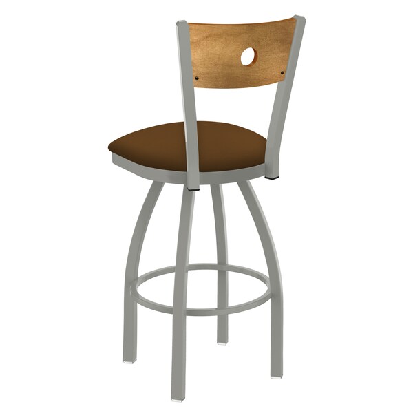 Holland Bar Stool Co 25" Swivel Counter Stool, Nickel Finish, Med Back, Canter Thatch Seat - 83025ANMEDMPLB001