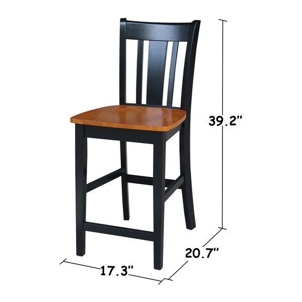 International Concepts San Remo Counter Height Stool, 24" Seat Height, Black/Cherry - S57-102