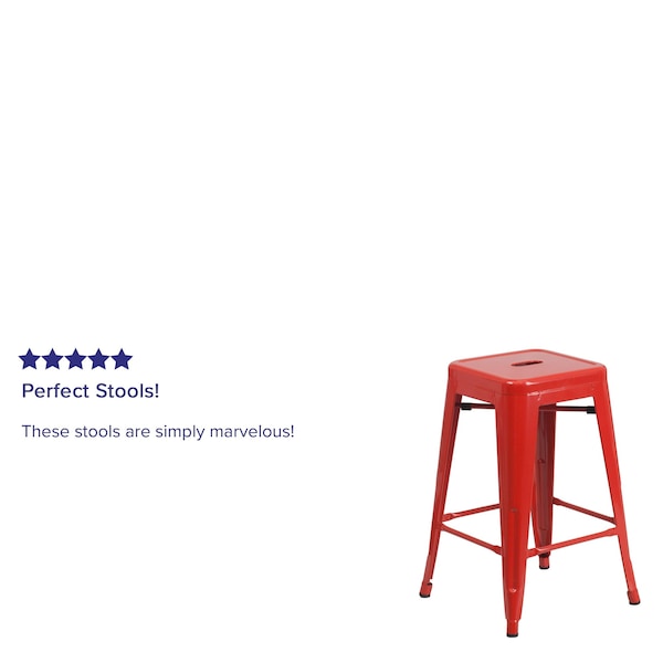 Flash Furniture 24" High Backless Red Metal Counter Height Stool - CH-31320-24-RED-GG