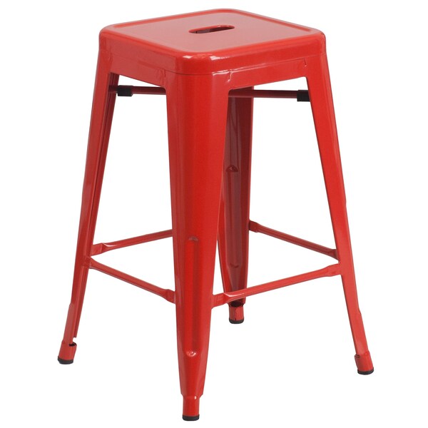 Flash Furniture 24" High Backless Red Metal Counter Height Stool - CH-31320-24-RED-GG
