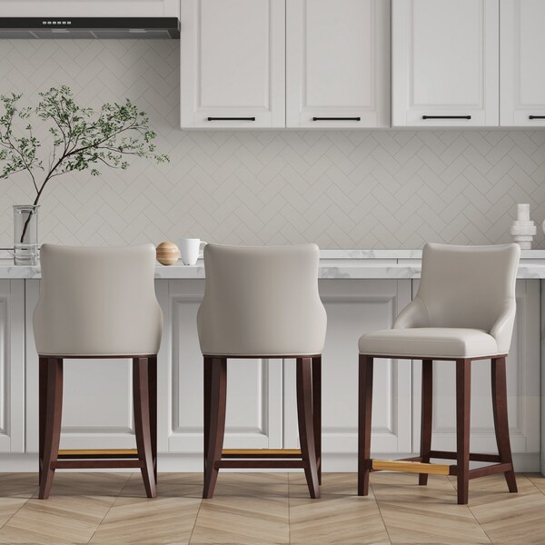 Manhattan Comfort Shubert Counter Stool in Light Grey - Set of 3 - 3-CS016-LG
