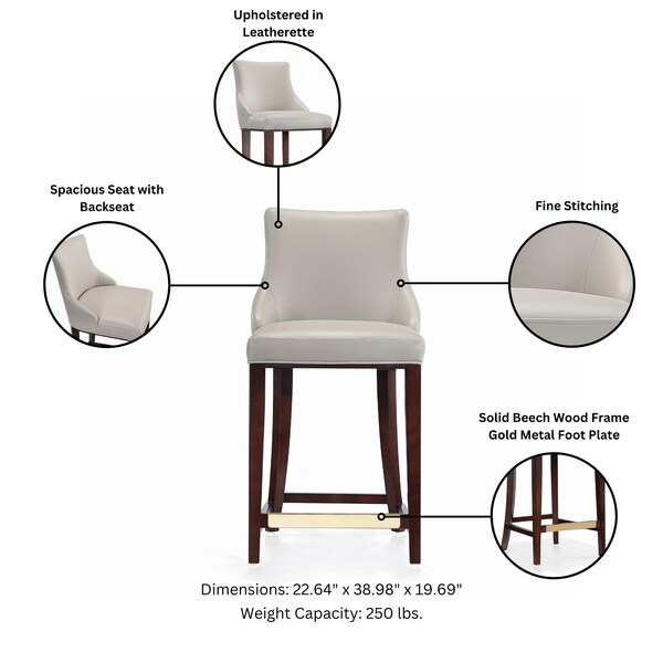 Manhattan Comfort Shubert Counter Stool in Light Grey - Set of 3 - 3-CS016-LG