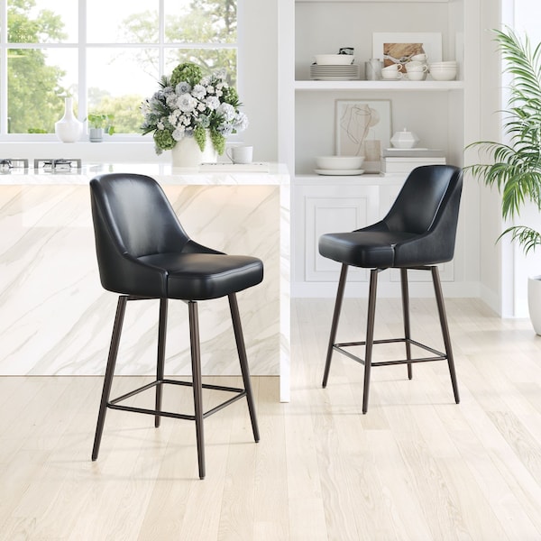 Zuo Modern Keppel Swivel Counter Stool Black & Bronze - 109973