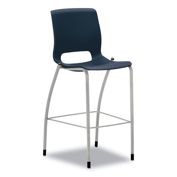 Hon Motivate Four-Leg Cafe Height Stool, 30in Seat Height, Regatta Seat/Back, Platinum Base - HONMG5NEREPLAT