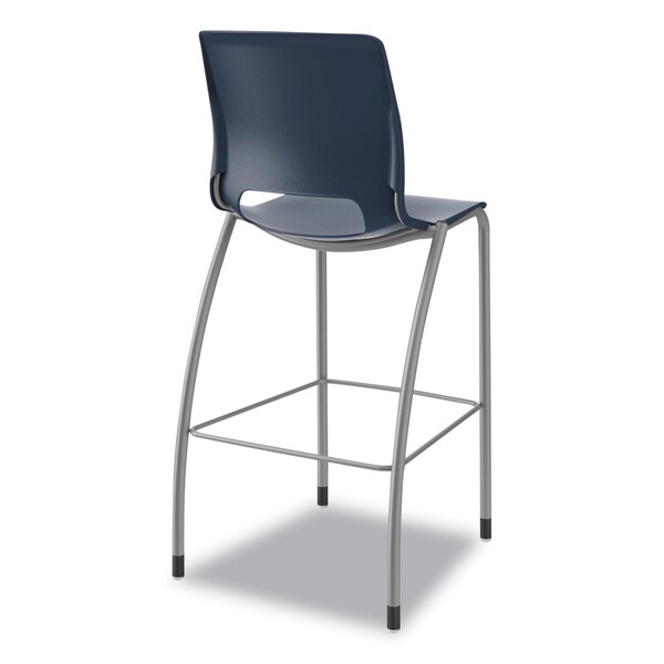 Hon Motivate Four-Leg Cafe Height Stool, 30in Seat Height, Regatta Seat/Back, Platinum Base - HONMG5NEREPLAT