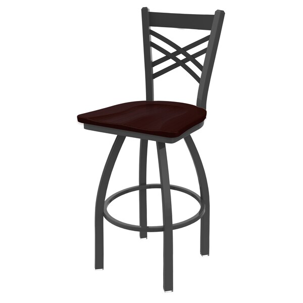Holland Bar Stool Co 25" Swivel Counter Stool, Pewter Finish, Dark Cherry Oak Seat - 82025PWDCOAK