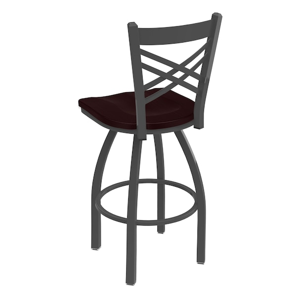 Holland Bar Stool Co 25" Swivel Counter Stool, Pewter Finish, Dark Cherry Oak Seat - 82025PWDCOAK
