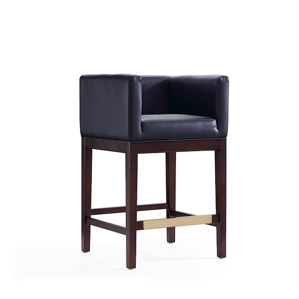 Manhattan Comfort Kingsley Counter Stool in Black and Dark Walnut - CS005-BK