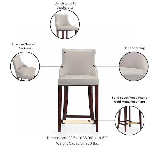 Manhattan Comfort Shubert Counter Stool in Light Grey - Set of 2 - 2-CS016-LG