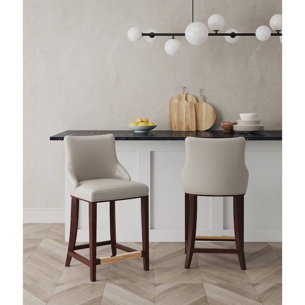 Manhattan Comfort Shubert Counter Stool in Light Grey - Set of 2 - 2-CS016-LG