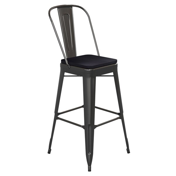 Flash Furniture 30" Black Metal Counter Stool-Black Poly Seat - CH-31320-30GB-BK-PL2B-GG
