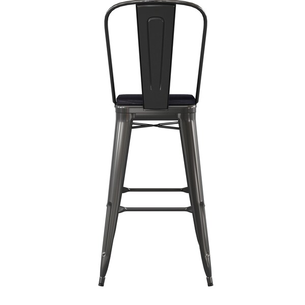 Flash Furniture 30" Black Metal Counter Stool-Black Poly Seat - CH-31320-30GB-BK-PL2B-GG