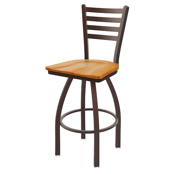 Holland Bar Stool Co 25" Swivel Counter Stool, Bronze Finish, Med Oak Seat - 41025BZMEDOAK