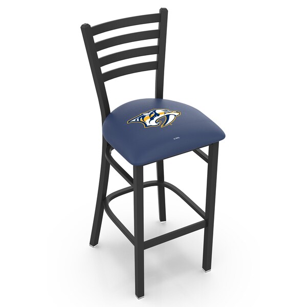 Holland Bar Stool Co 25" Blk Wrinkle Nashville Predators Station Counter Stool, Ladder Back - L00425NSHPRE