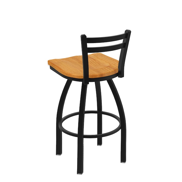 Holland Bar Stool Co 25" Low Back Swivel Counter Stool, Black Wrinkle, Med Oak Seat - 41125BWMEDOAK