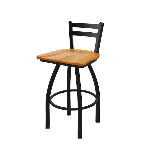 Holland Bar Stool Co 25" Low Back Swivel Counter Stool, Black Wrinkle, Med Oak Seat - 41125BWMEDOAK