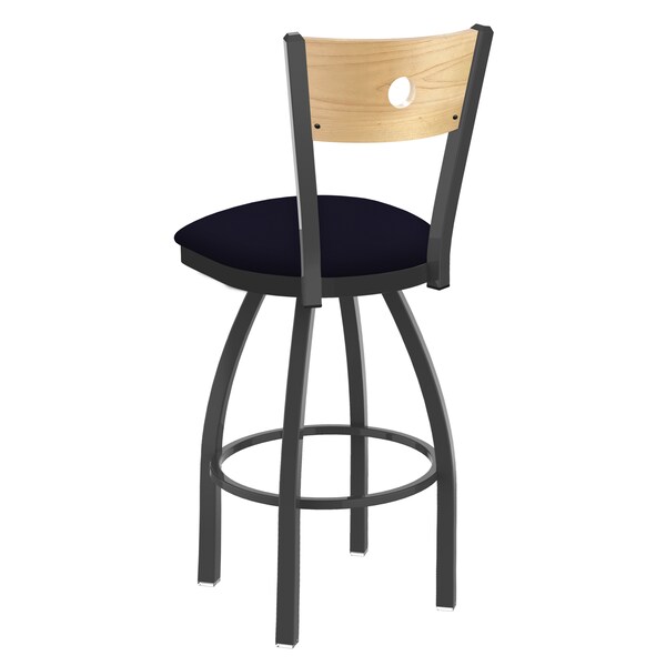 Holland Bar Stool Co 25" Swivel Counter Stool, Pewter Finish, Nat Back, Canter Twilight Seat - 83025PWNATMPLB002