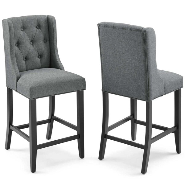 Modway Furniture Baronet Counter Bar Stool for Upholstered Fabric, Gray - Set of 2 - EEI-4020-GRY