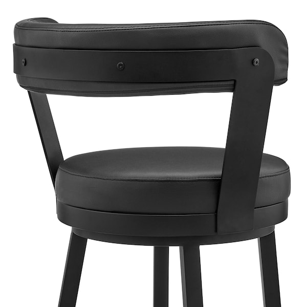 Armen Living Bryant 26" Counter Height Swivel Bar Stool in Black Finish and Black Faux Leather - LCBYBABLBL26